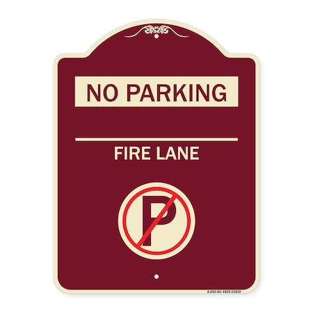 Signmission No Parking Fire Lane W/ No Parking Heavy-Gauge Aluminum Architectural Sign, 24" x 18", BU-1824-23810 A-DES-BU-1824-23810
